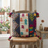 20" Black Blue Green And Purple Eclectic Cotton Throw Pillow with Applique Embroidery And Tassels