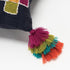 20" Black Blue Green And Purple Eclectic Cotton Throw Pillow with Applique Embroidery And Tassels