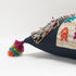 20" Black Blue Green And Purple Eclectic Cotton Throw Pillow with Applique Embroidery And Tassels