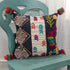 20" Black Blue Green And Purple Eclectic Cotton Throw Pillow with Applique Embroidery And Tassels