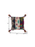 20" Black Blue Green And Purple Eclectic Cotton Throw Pillow with Applique Embroidery And Tassels