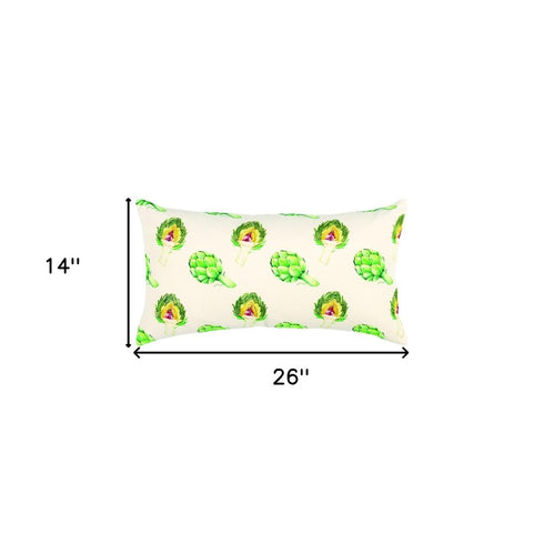 Lemon Green Artichoke Embroidered Lumbar Pillow