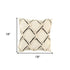18" Cream and Black Textured Lattice Throw Pillow