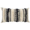 14" X 26" Beige And Black Cotton Throw Pillow With Fringe And Texture
