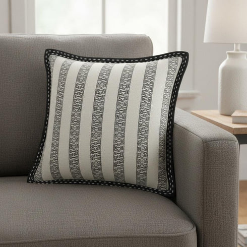 Black Ivory Alternate Striped Throw Pillow