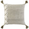 20" Taupe and Ivory Herringbone Cotton Throw Pillow With Tassels