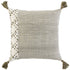 20" Taupe and Ivory Herringbone Cotton Throw Pillow With Tassels
