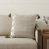 20" Taupe and Ivory Herringbone Cotton Throw Pillow With Tassels