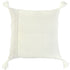 20" Ivory Herringbone Cotton Throw Pillow With Tassles