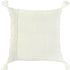 20" Ivory Herringbone Cotton Throw Pillow With Tassles