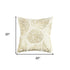 Ivory Gold Metallic Foil Leaf Pattern Throw Pillow
