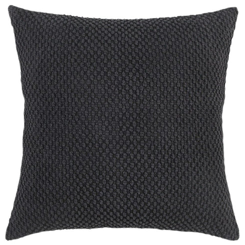 20" Black Nubby Textured Modern Throw Pillow