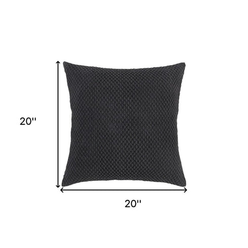 20" Black Nubby Textured Modern Throw Pillow