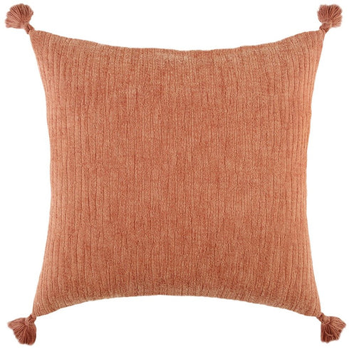 20" Terra Cotta Cotton Textural Stripe Throw Pillow with Tassels