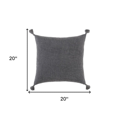 Black Solid Tonal Abstract Stripe Throw Pillow