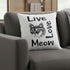 Black and White Live Love Meow Throw Pillow
