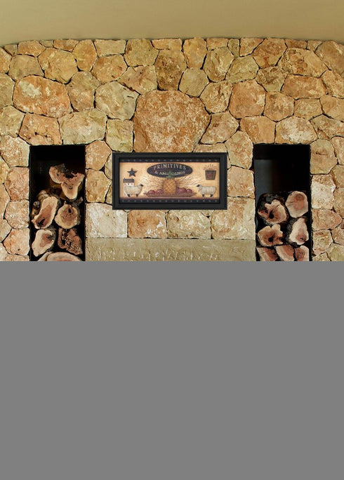 Primitive And Antiques Shelves Black Framed Print Wall Art