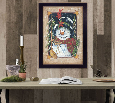 Feeding the Birds Black Framed Print Wall Art