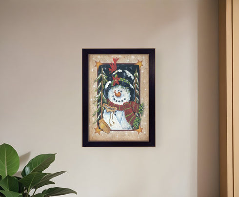 Feeding the Birds Black Framed Print Wall Art