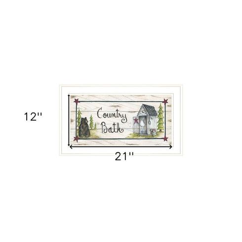 Country Bath 1 White Framed Print Bathroom Wall Art