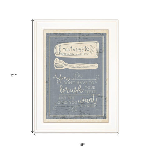 Brush Teeth 2 White Framed Print Wall Art