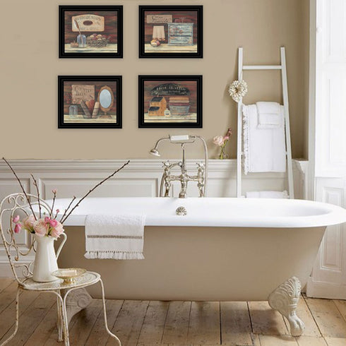 Set Of Four Bathroom COLLECTION I 2 Black Framed Print Bathroom Wall Art
