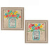 Set Of Two Mason Jar Floral Happiness at Home Brown Framed Print Wall Art