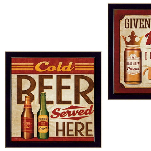 Set Of Two Beer II Cold Beer Served Here Black Framed Wall Art