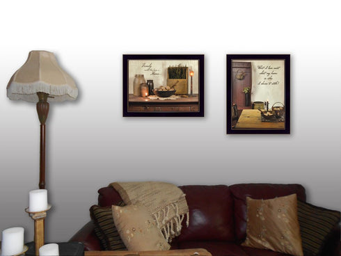 Set Of Two Home and Family Black Framed Wall Art