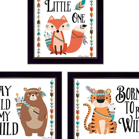 Set Of Three Be Brave Little One 1 Black Framed Wall Art