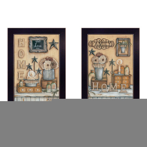 Set Of Two Where Family and Friends Gather II 1 Black Framed Print Wall Art