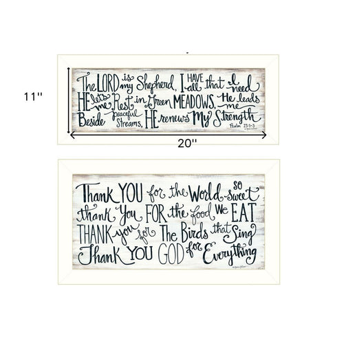Set Of Two Thank You Lord 1 White Framed Print Wall Art