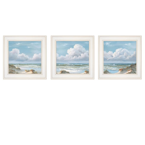 Set Of Three Beautiful Day III III White Framed Print Wall Art