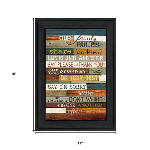 Our Family Rules 3 Black Framed Print Wall Art