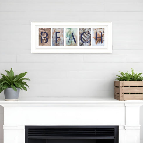 Beach 1 White Framed Print Wall Art