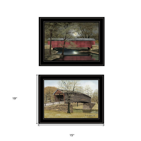 Set Of Two Bridges of 2 Black Framed Print Wall Art