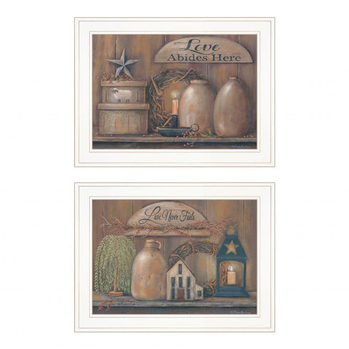 Set Of Two Love Never Fails 1 White Framed Print Wall Art