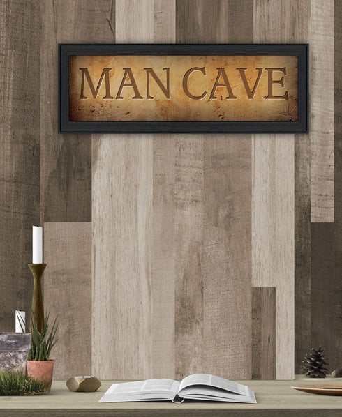 Man Cave 1 Black Framed Print Wall Art
