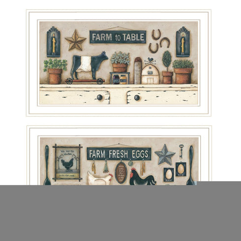 Set Of Two Farm Fresh White Framed Print Wall Art