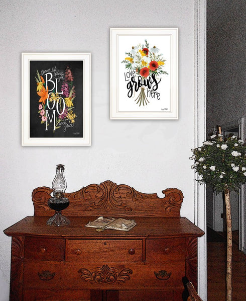 Set Of Two Love and Bloom Black Framed Print Wall Art