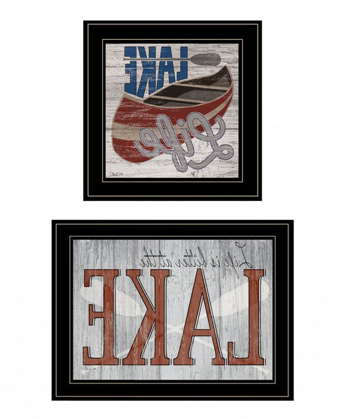 Set Of Two Lake Life is Better 3 Black Framed Print Wall Art