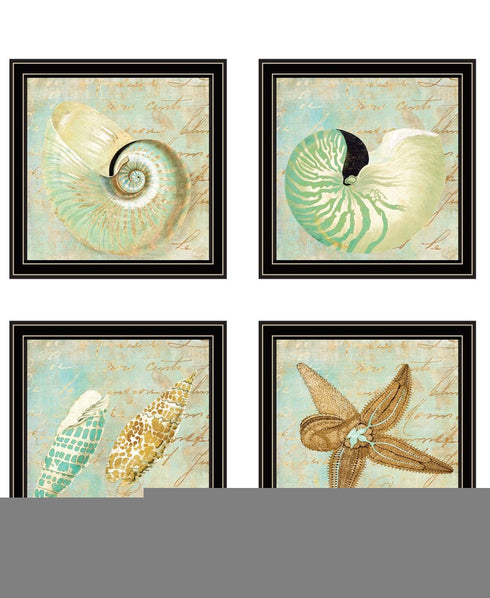 Set Of Four Ocean 1 Black Framed Print Wall Art