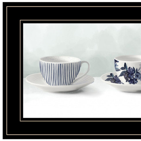 Cups and Saucers 1 White Framed Print Wall Art