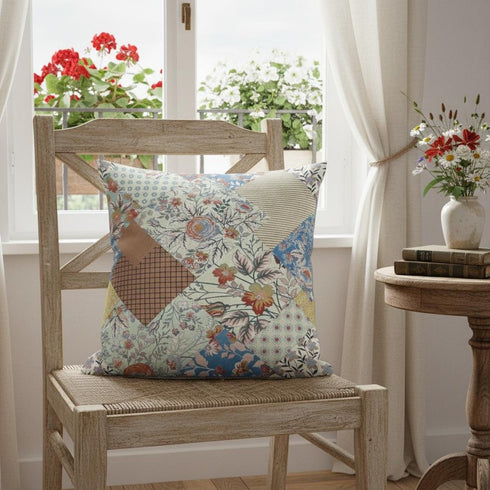 20" Orange Yellow Floral Suede Throw Pillow