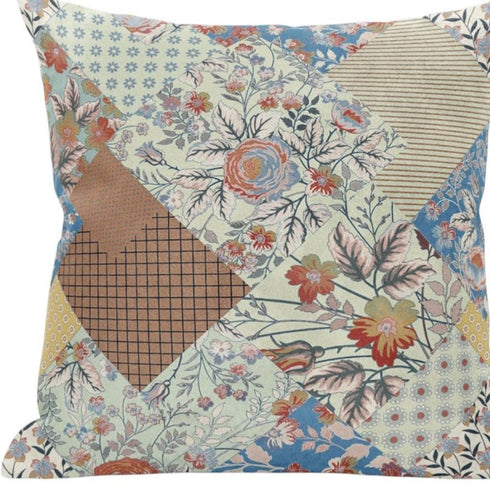 20" Orange Yellow Floral Suede Throw Pillow