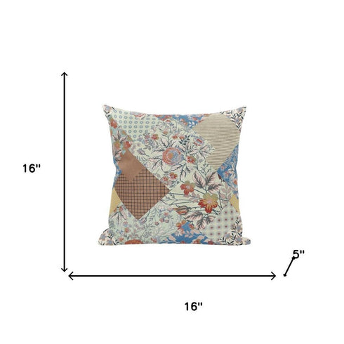 20" Orange Yellow Floral Suede Throw Pillow