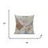 20" Orange Yellow Floral Suede Throw Pillow