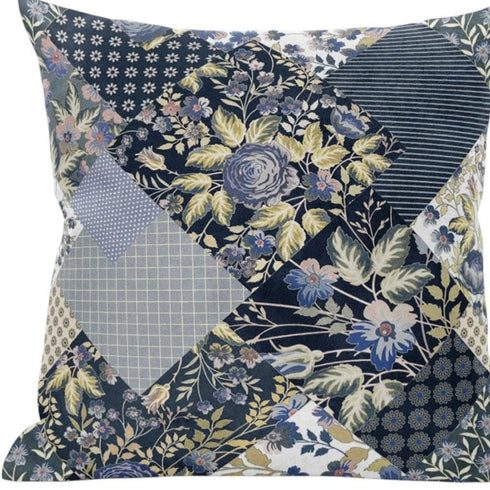 16" Black Yellow Floral Suede Throw Pillow