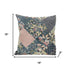 20" Green Peach Floral Suede Throw Pillow
