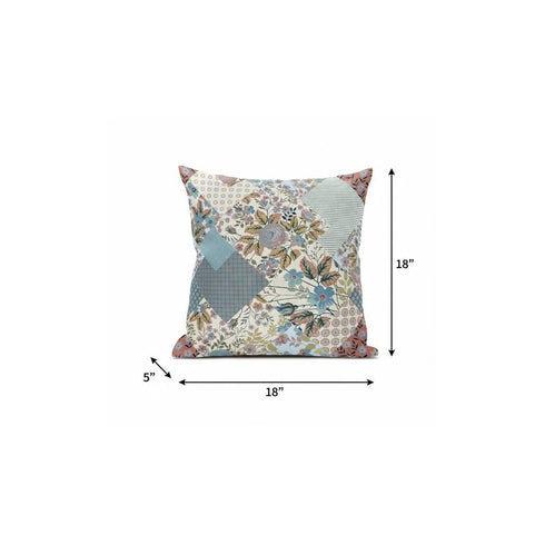 16" Gold Pink Floral Suede Throw Pillow